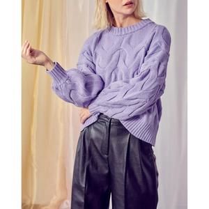 NEW DESSIN STUDIO wide candy cable-knit sweater in violet